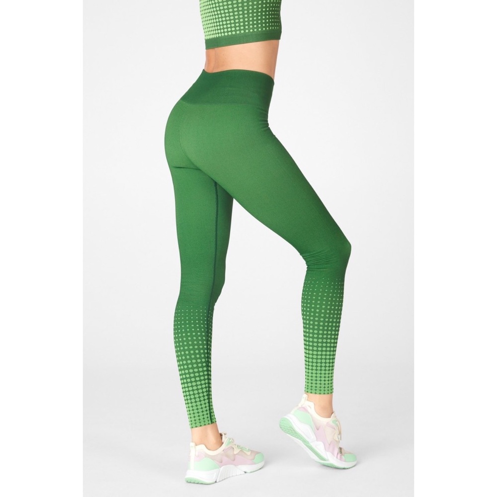 Fabletics High-Waisted Seamless Dot Legging in Palm Green Lime Twist